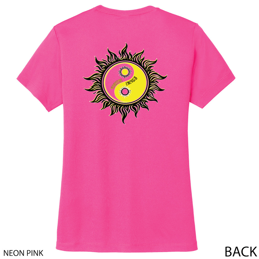 Beach Squad shirt ladies performance short sleeve yin yang sun pink back